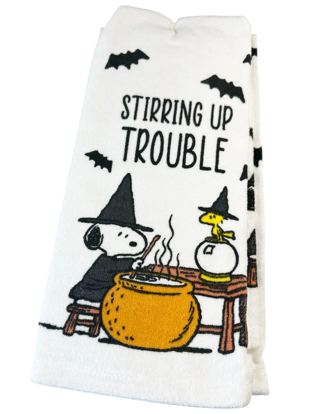 NEW Peanuts HALLOWEEN STIRRING UP TROUBLE Snoopy & Woodstock Kitchen Towel Set/2